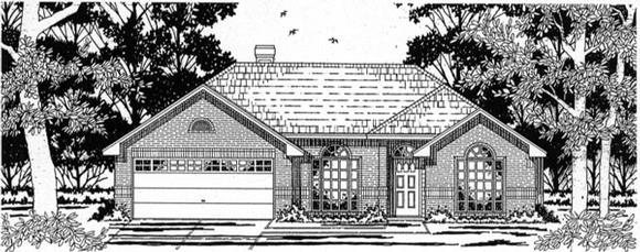European, One-Story House Plan 79129 with 3 Beds, 2 Baths, 2 Car Garage Elevation