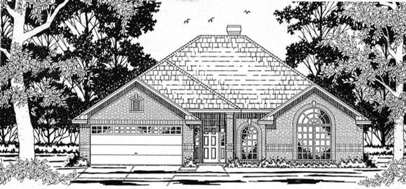 European, One-Story House Plan 79138 with 3 Beds, 2 Baths, 2 Car Garage Elevation