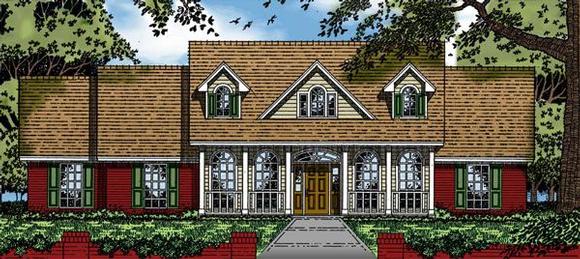 Colonial, Country, One-Story House Plan 79151 with 3 Beds, 2 Baths, 2 Car Garage Elevation