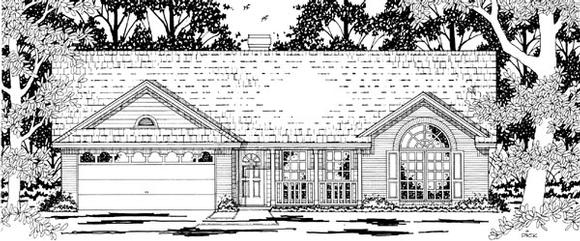 One-Story, Traditional House Plan 79169 with 3 Beds, 2 Baths, 2 Car Garage Elevation