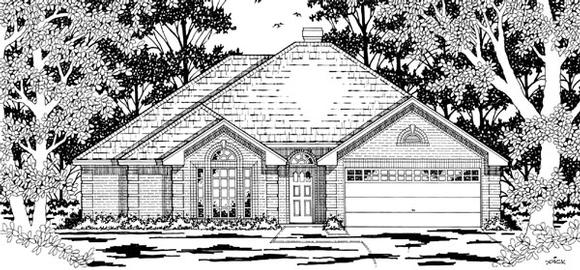 European, One-Story House Plan 79173 with 3 Beds, 2 Baths, 2 Car Garage Elevation