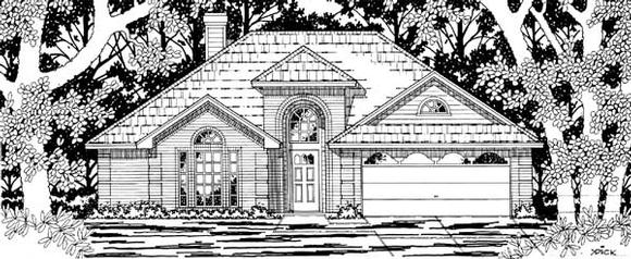 European, One-Story House Plan 79186 with 3 Beds, 2 Baths, 2 Car Garage Elevation