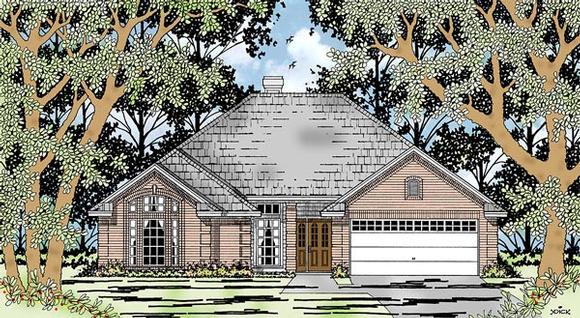 European, One-Story House Plan 79203 with 4 Beds, 2 Baths, 2 Car Garage Elevation