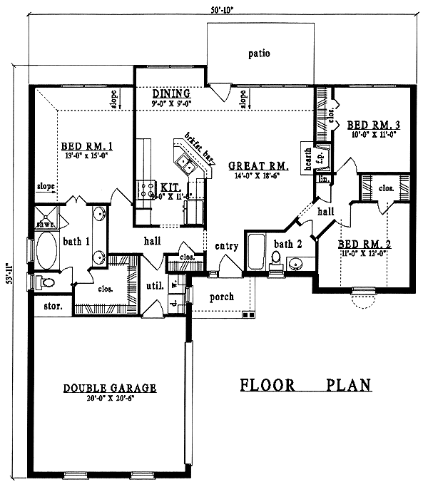 House Plan 79232 - Traditional Style with 1417 Sq Ft, 3 Bed, 2 Ba ...