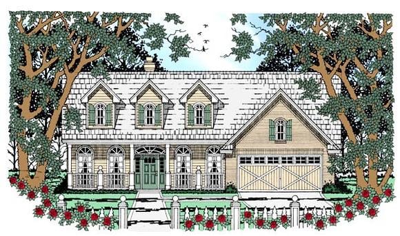 Cape Cod, Country, One-Story House Plan 79235 with 3 Beds, 2 Baths, 2 Car Garage Elevation