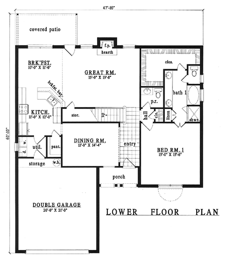 Craftsman, European House Plan 79241 with 3 Beds, 3 Baths, 2 Car Garage First Level Plan