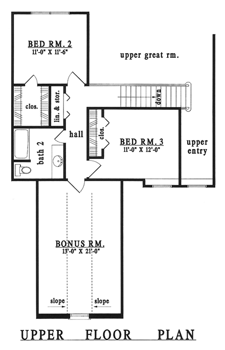 Craftsman, European House Plan 79241 with 3 Beds, 3 Baths, 2 Car Garage Second Level Plan