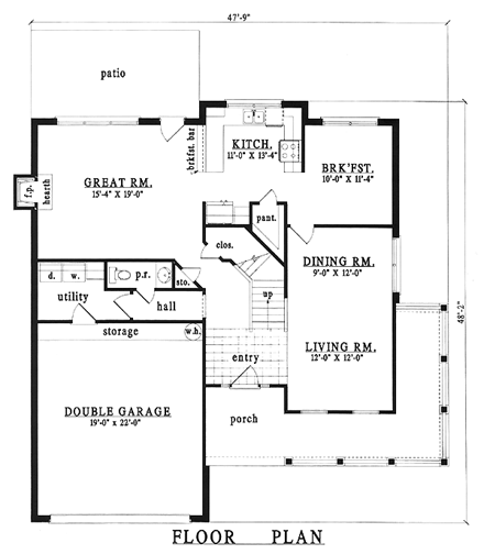 Country House Plan 79242 with 4 Beds, 3 Baths, 2 Car Garage First Level Plan