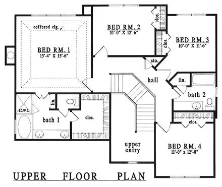 Country House Plan 79242 with 4 Beds, 3 Baths, 2 Car Garage Second Level Plan