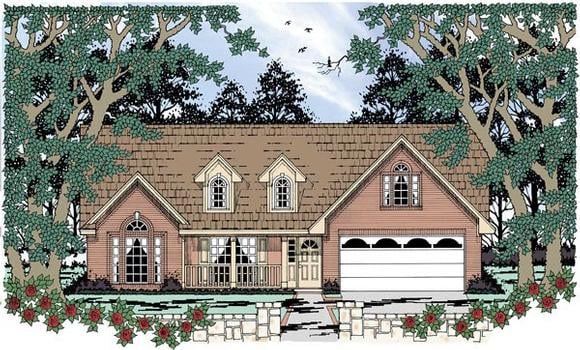 Country, One-Story House Plan 79249 with 3 Beds, 2 Baths, 2 Car Garage Elevation