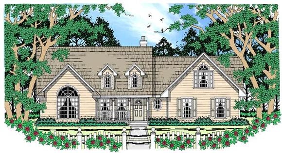 Country, One-Story House Plan 79254 with 4 Beds, 2 Baths, 2 Car Garage Elevation