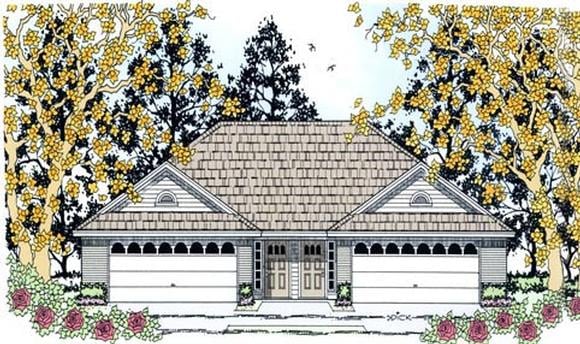Country Multi-Family Plan 79256 with 4 Beds, 4 Baths, 4 Car Garage Elevation