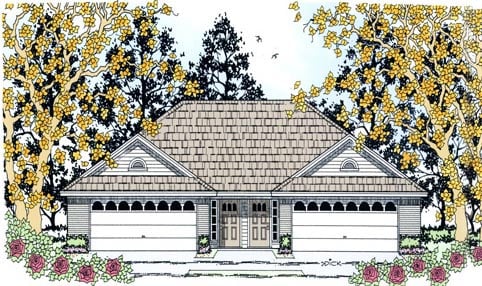 Country Multi-Family Plan 79256 with 4 Beds, 4 Baths, 4 Car Garage Elevation