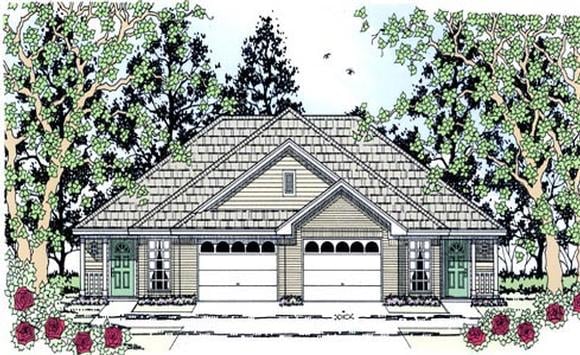 Country Multi-Family Plan 79258 with 4 Beds, 4 Baths, 2 Car Garage Elevation