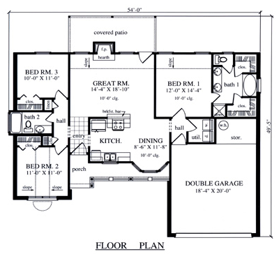 Country House Plan 79259 with 3 Beds, 2 Baths, 2 Car Garage First Level Plan