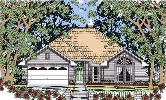 European, One-Story, Traditional House Plan 79260 with 3 Beds, 2 Baths, 2 Car Garage Elevation