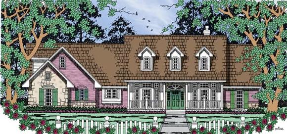 Country, One-Story House Plan 79266 with 4 Beds, 3 Baths, 2 Car Garage Elevation