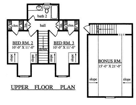 Country, Farmhouse House Plan 79267 with 3 Beds, 3 Baths, 2 Car Garage Second Level Plan