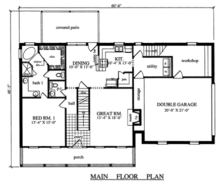 Country House Plan 79273 with 4 Beds, 3 Baths, 2 Car Garage First Level Plan