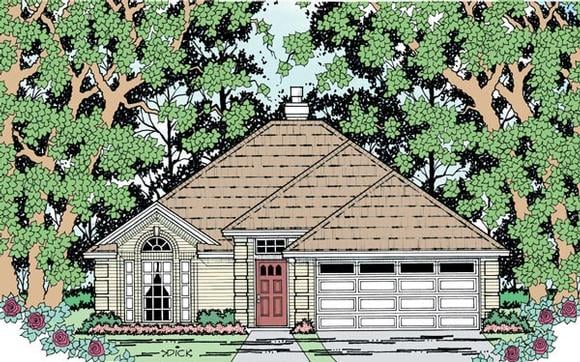 Narrow Lot, One-Story, Traditional House Plan 79275 with 3 Beds, 2 Baths, 2 Car Garage Elevation