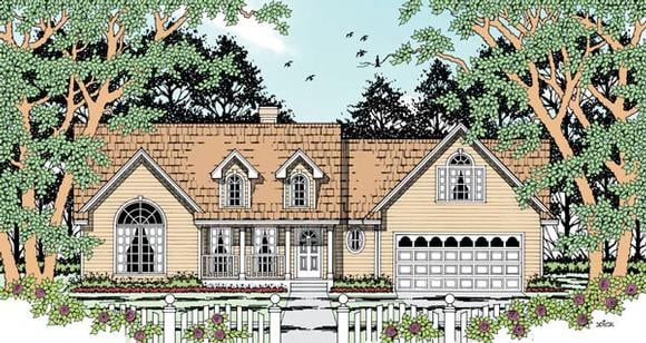 Country, One-Story House Plan 79284 with 4 Beds, 2 Baths, 2 Car Garage Elevation