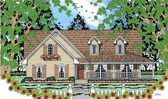 Country, One-Story House Plan 79286 with 3 Beds, 2 Baths, 2 Car Garage Elevation