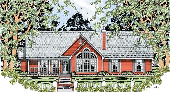 Country, One-Story House Plan 79292 with 4 Beds, 2 Baths, 2 Car Garage Elevation