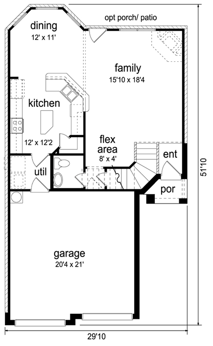 Traditional House Plan 79318 with 3 Beds, 3 Baths, 2 Car Garage First Level Plan