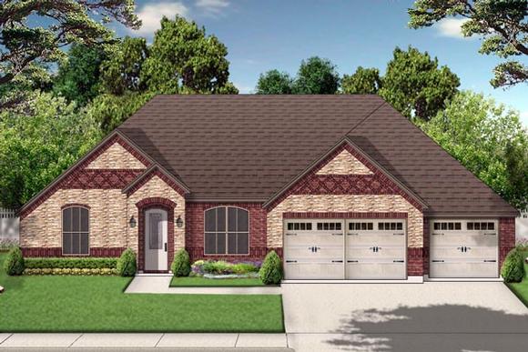 European, Traditional House Plan 79319 with 4 Beds, 3 Baths, 3 Car Garage Elevation