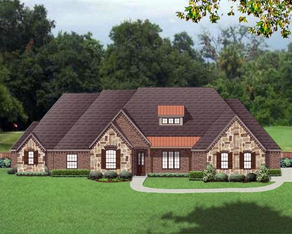 European, Traditional House Plan 79332 with 4 Beds, 3 Baths, 3 Car Garage Elevation