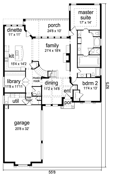 Mediterranean, Traditional House Plan 79333 with 4 Beds, 4 Baths, 3 Car Garage First Level Plan