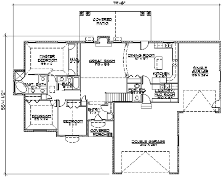 Traditional House Plan 79733 with 5 Beds, 4 Baths, 3 Car Garage First Level Plan
