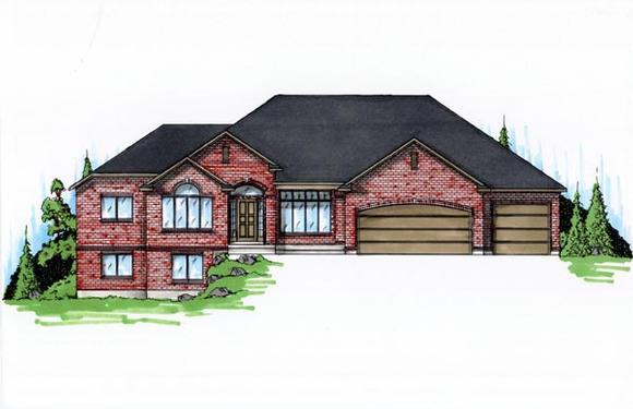 Traditional House Plan 79738 with 3 Beds, 4 Baths, 3 Car Garage Elevation