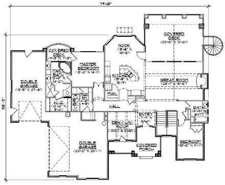 Traditional House Plan 79739 with 4 Beds, 5 Baths, 3 Car Garage First Level Plan