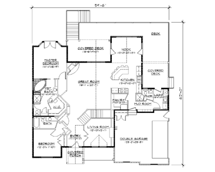 Traditional House Plan 79746 with 5 Beds, 4 Baths, 3 Car Garage First Level Plan