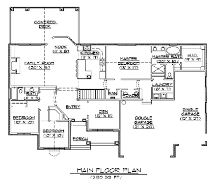 European House Plan 79758 with 4 Beds, 3 Baths, 3 Car Garage First Level Plan