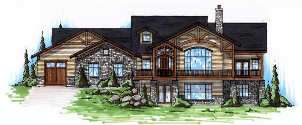 Traditional Plan with 4593 Sq. Ft., 4 Bedrooms, 3 Bathrooms, 3 Car Garage Elevation