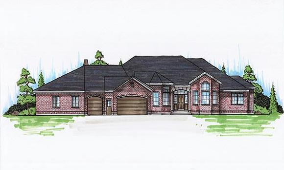 European House Plan 79832 with 7 Beds, 6 Baths, 3 Car Garage Elevation