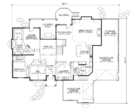 Traditional House Plan 79854 with 5 Beds, 5 Baths, 3 Car Garage First Level Plan