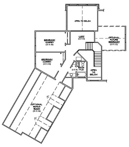 Traditional House Plan 79878 with 3 Beds, 3 Baths, 3 Car Garage Second Level Plan
