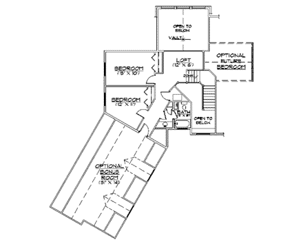 Farmhouse House Plan 79879 with 5 Beds, 4 Baths, 3 Car Garage Second Level Plan