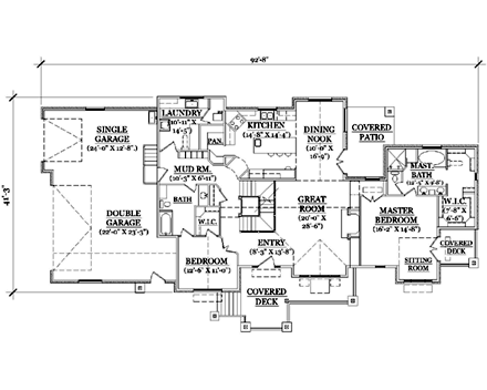Traditional House Plan 79883 with 5 Beds, 3 Baths, 3 Car Garage First Level Plan