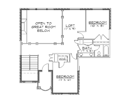 European House Plan 79902 with 5 Beds, 4 Baths, 3 Car Garage Second Level Plan