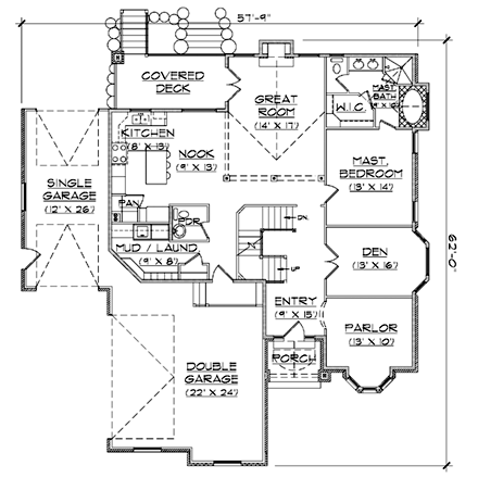 European House Plan 79903 with 6 Beds, 5 Baths, 3 Car Garage First Level Plan