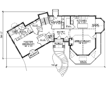 Traditional House Plan 79906 with 3 Beds, 5 Baths, 2 Car Garage First Level Plan