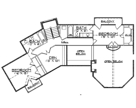 Traditional House Plan 79906 with 3 Beds, 5 Baths, 2 Car Garage Second Level Plan