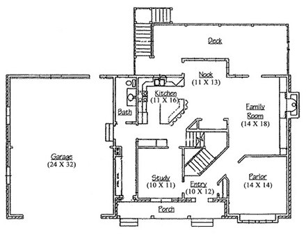 Traditional House Plan 79916 with 5 Beds, 3 Baths, 2 Car Garage First Level Plan