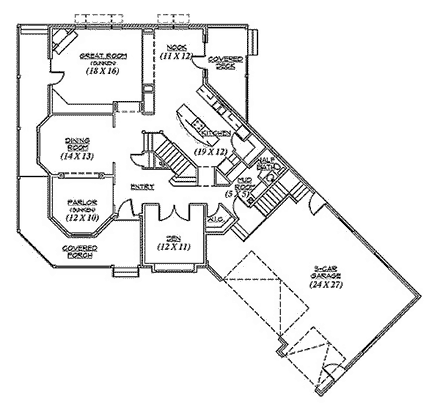 Victorian House Plan 79924 with 5 Beds, 5 Baths, 3 Car Garage First Level Plan