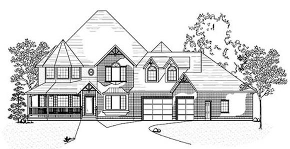 Victorian House Plan 79924 with 5 Beds, 5 Baths, 3 Car Garage Elevation