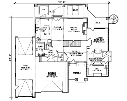 Contemporary, Modern House Plan 79932 with 4 Beds, 4 Baths, 3 Car Garage First Level Plan
